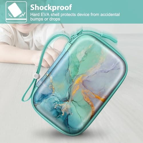 Fintie Label Maker Case Compatible with Phomemo D30 D35, NELKO P21, SUPVAN E10, NIIMBOT D11 D110, JADENS D110, ORGSTA S001 - Portable Shockproof Hard Shell Label Printer Carrying Cover, Emerald Marble 5