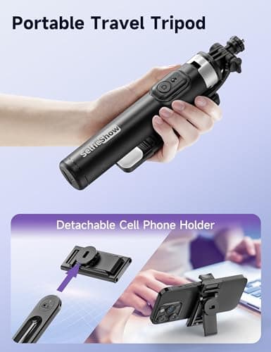 53'' Selfie Stick Tripod with Light, Extendable Selfie Stick with Remote, Portable Cell Phone Tripod Stand with All in 1 Phone Clip, Lightweight Camera Tripod Compatible with iPhone 15 14 13, Android 7