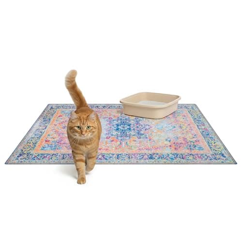 Lovewag Cat Litter Mat 2 Pack - Large 36x48 Machine Washable Easy Clean Non-Slip Waterproof Trapping Mats for Cats - (Marmalade Sunshine)