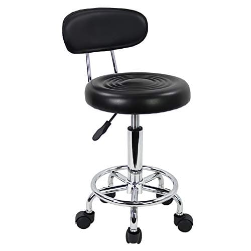 KKTONER PU Leather Modern Rolling Stool with Low Back Height Adjustable Work Salon Drafting Swivel Task Chair with Footrest (Black) 8