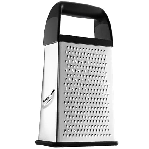 Spring Chef Professional 10" Stainless Steel Parmesan Cheese Grater with Handle, 4 Sided Handheld Box Grater, Kitchen Vegetable Shredder for Potato, Carrot, Hard Cheese, Ginger, Hash Browns - Black 8