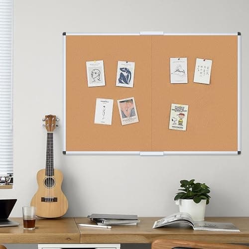 VIZ-PRO Cork Bulletin Board/Foldable Noticeboard, 36 X 24 Inches, Silver Aluminium Frame 6