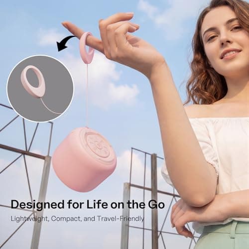 Bobtot Portable Bluetooth Speakers with Strap Easy to Carry, Wireless IPX5 Waterproof Mini Speaker with Loud Stereo Sound, 20 Hours Playtime, Rechargeable Battery, Built-in Microphone, Pink 8