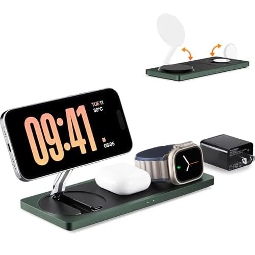 3-in-1 Charging Station for Apple Devices: Used for iPhone and Watch Charging Station with Magsafe Charger Stand, Wireless Charger for iPhone 17 Air 16 15 14 13 Series, Apple Watch Ultra, AirPods Pro