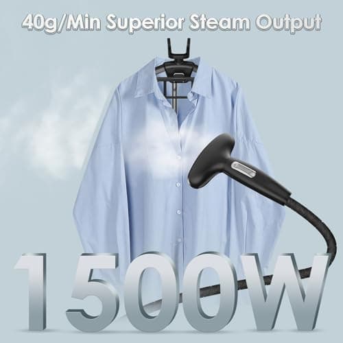 Steamer for Clothes, Jenaely 1500W Standing Garment Steamers, 35s Fast Heat-up, 80 Mins of Continuous Powerful Steam with 2.8L Water Tank, Pants Clip & Children's Clothing Hanger 6