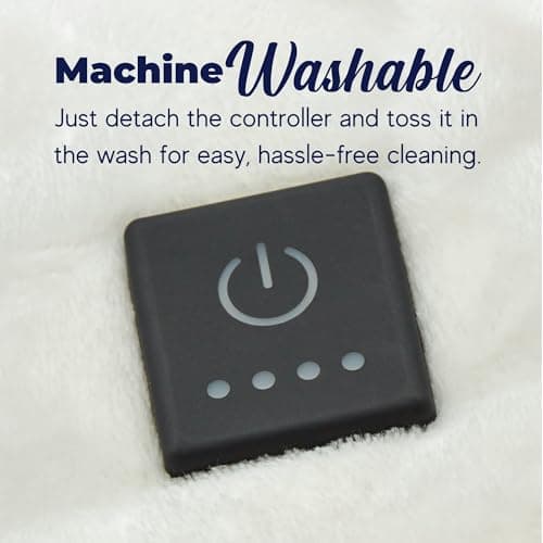 Dreamaker One-Touch Fleece Electric Heated Throw Blanket, 50x60 inches - Cozy, Machine Washable, with 4 Adjustable Heat Settings & Built-in Remote - Ultimate Comfort for Cold Nights - Off White 9