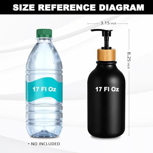 KASUNTING Hand Soap Dispenser Bathroom, Black Dish Soap Dispenser for Kitchen, 17 Fl Oz Plastic Hand and Dish Soap Dispensers Set with Bamboo Pump, 2 Pack Refillable Liquid Lotion Containers Bottle 7