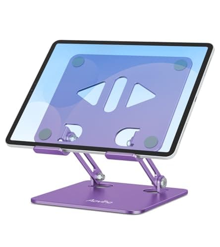Aoviho Tablet Stand Holder for Desk, Adjustable Desktop Tablet Holder, Foldable Aluminum Tablet Mount for iPad pro 12.9, iPad Air Mini, Samsung Galaxy Tabs Z Fold Kindle Fire 4-12 inch Purple 8