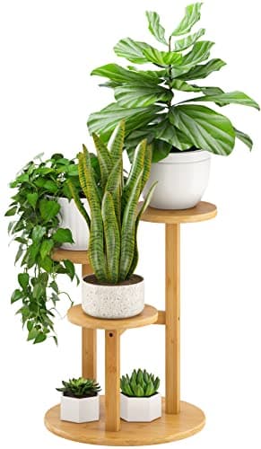 kiplant 3-Tier Bamboo Plant Stand for Indoor/Outdoor, Corner or Window Garden, Living Room or Balcony