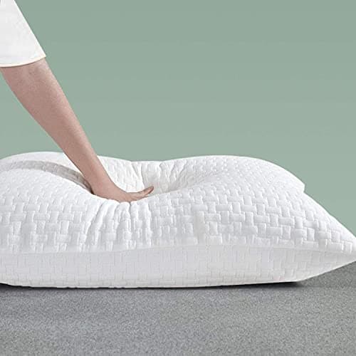 HOMBYS 2 Pcs Extra Firm Bed Pillows for Sleeping, Shredded Memory Foam Pillows Standard Size, for Side, Back, Stomach Sleepers,40% Viscose Made from Bamboo Cooling Cover 6