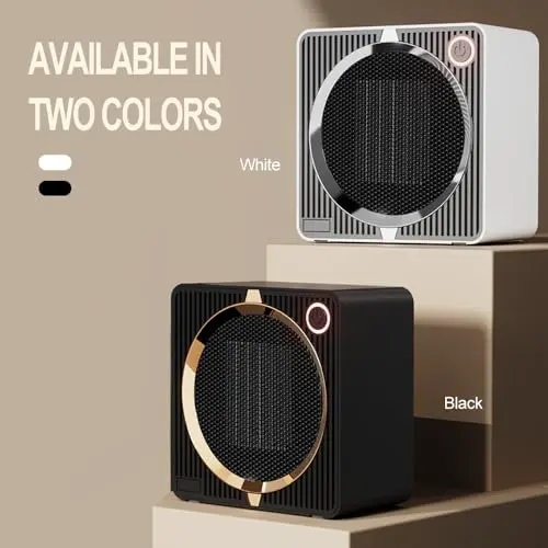 Electric Space Heater, Energy Efficient Portable Space Heaters for Indoor Use, PTC Ceramic Small Desk Heater, Overheating & Tip-Over Protection Mini Personal Heater for Offices Desk Camping Black 6