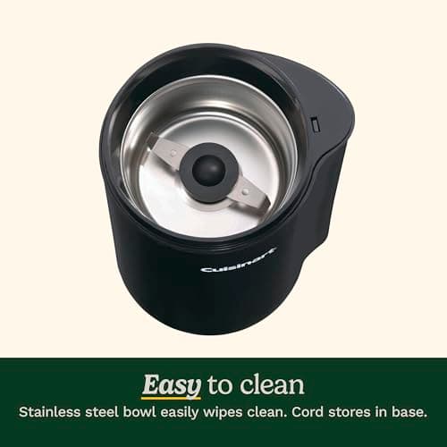Cuisinart Coffee Grinder, One Touch Control Coffee Bean Grinder with Stainless Steel Bowl and Blades, 2.5 oz/70g Capacity Enough for 12 Cups, On/Off Switch with Safety Interlock, DCG-20BKN, Black 6