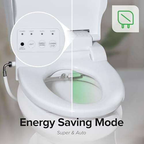 SmartBidet® SB-2400 Advanced Electric Smart Bidet™ Slim Profile Seat in Round White with Remote Control, LED Night Light, Stainless Steel Nozzle, Heated Seat, Warm Dryer 13