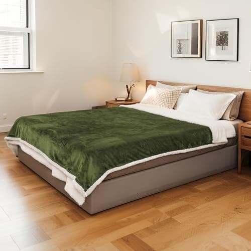 Electric Heated Blanket Full Size 72"x84" - Microplush & Sherpa Fabric Dual-Sided, 6 Heat Settings & 1-10 Hours Auto Off , Cozy Warming Throw for Home, Office, or Bed, Machine Washable, Olive Green 6