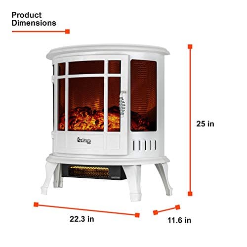 e-Flame USA Regal Freestanding Electric Fireplace Stove - 3-D Log and Fire Effect (White) 4