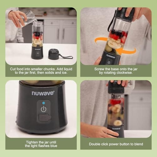 Nuwave Portable Blender for Smoothies and Shakes, 2025 New & Improved, 16 OZ On-The-Go Small Juice MIni with 6 Blades, Rechargeable, BPA-Free, Leak-Proof Lid, for Gym, Kitchen, Office 8