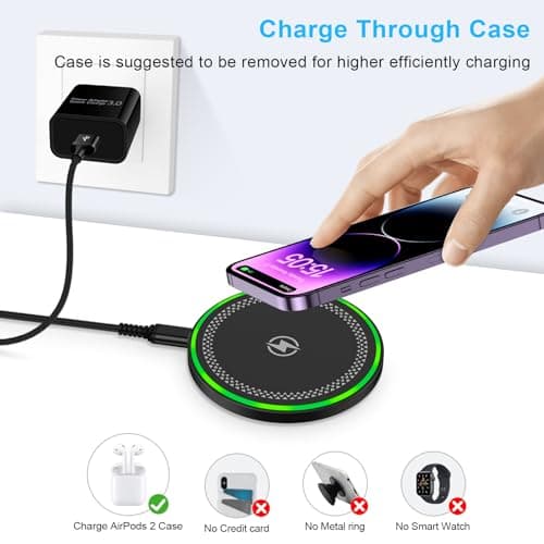 Samsung S25 Wireless Charger Fast Charging Pad Android Phone Wireless Charging Station for Samsung Galaxy S25 S24 Ultra S24+ S24 S23 S22 S21 S20 S10,iPhone 16 Pro Max Plus 15 14 with QC 3.0 Adapter 7