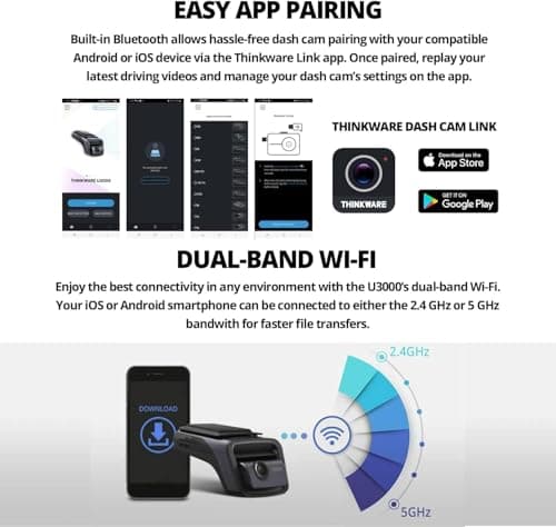 THINKWARE U3000 4K Dash Cam Front and Rear 2CH STARVIS 2 Sensor Super Night Vision Dashcam for Car Camera 5GHZ WiFi GPS Radar Buffered Parking Mode CPL Filter Red Light Speed Camera Alerts OBD Cable 5