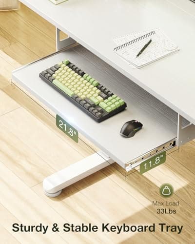 Casaottima Electric Standing Desk with Keyboard Tray, 40 Inch Height Adjustable Small Table, Sit Stand Table, Writing Computer Desk for Home, Office, Workstation, White 6