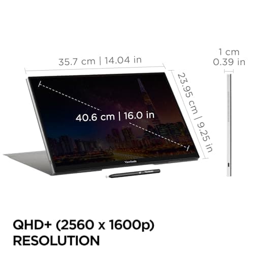 ViewSonic TD1656-2K 16 Inch WQXGA 1600p IPS Touchscreen Portable Monitor with 2 Way Powered 65W USB C, and Smart Cover with Built-in Stand 7