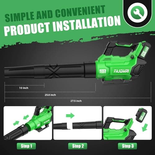 Leaf Blower Cordless - 580CFM/160MPH Electric Leaf Blower with 2 X 4.0Ah Battery and Charger, 3 Speed Modes, Blowers for Lawn Care, Yard, Garage Cleaning 7