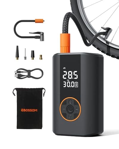 EBOSSOM Tire Inflator Portable Air Compressor, 150 PSI Portable Air Pump for Cars-Mini Cordless Bike Pump with Pressure Gauge,Electric Tire Inflator with LED Light for Car Motorcycle Bikes Balls