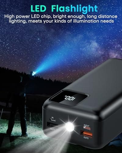 Power Bank Fast Charging with Built in Cables,LED Display 50000mAh Portable Charger,22.5w USB C in&Out Battery Pack,Huge Capacity External Battery Phone Charger for iPhone Samsung iPad Camping etc. 6
