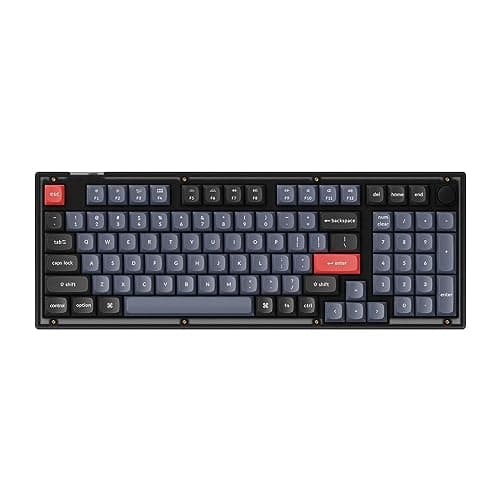 Keychron V5 96% Layout Custom Wired Mechanical Keyboard with Knob, 100 Keys RGB Backlight QMK/VIA Programmable Macro, Hot Swappable K Pro Brown Switch PBT Keycaps for Mac Windows (Frosted Black)