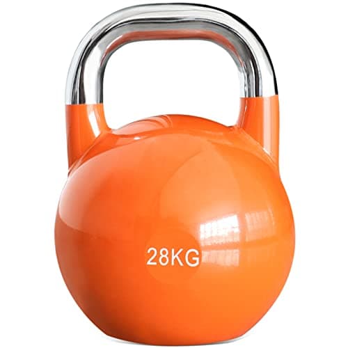 PRISP Competition Kettlebell Weight 28kg - Pro Grade Heavy Duty Cast Steel, Orange