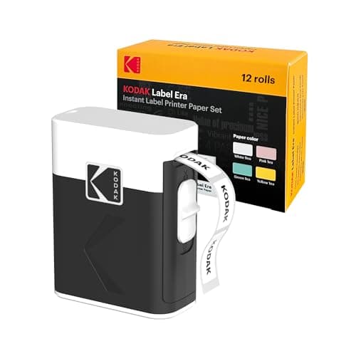 KODAK Label Maker Machine + 12-Pack Refills Bundle, Safe Blade Label Printer for Office, School & Home Organization, White
