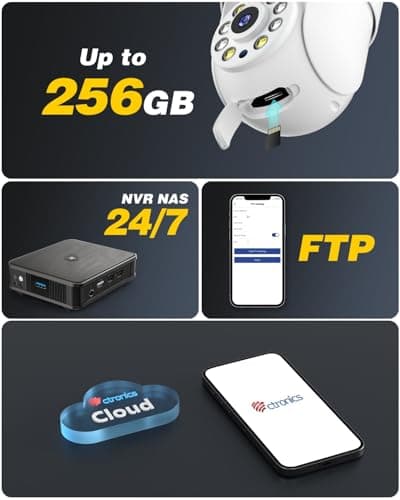 Ctronics 4K Security Camera Outdoor, AI Vehicle/Animal/Human Detection, Auto Tracking, 2.4/5Ghz WiFi, PC/Phone Remote, 256GB SD/Cloud/FTP/NAS, 24/7, Color Night Vision[All-Metal] 7