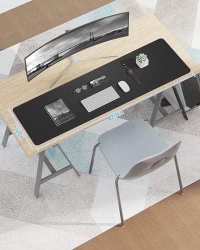 Large Desk pad mat,Mouse Pad,Office Desk Mat, Non-Slip PU Leather Desk Blotter,Large Desk pad,Waterproof Keyboard mat for Office/Home/Decor (Black,48" x 17") 6