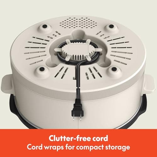 bella 6.0 Qt Manual Slow Cooker, Ceramic Nonstick Coating, 3 Temperature Settings, Dishwasher Safe Stoneware Pot and Tempered Glass Lid, Cool Touch Handles & Tangle Free Cord Wrap, Oatmilk 7