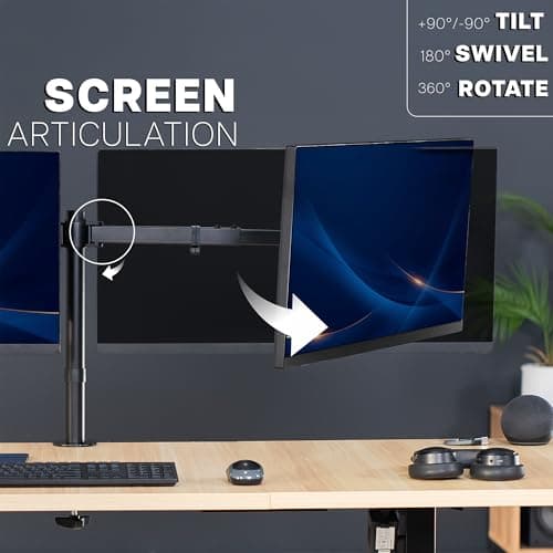 VIVO Premium Dual Ultra Wide LCD LED 27 to 38 inch Monitor Desk Mount, Heavy Duty, Adjustable Telescoping Arms, Flush Wall Setup, Fits 2 Screens, Black, STAND-TS38C 7