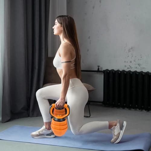 4-In-1 Adjustable Dumbbell Set (44/66/88LB) - Convertible to Barbell, Kettlebell & Push Up Stands, Home Gym Equipment for Men & Women, Space Saving Weights with PVC Coating,66 LBS 8