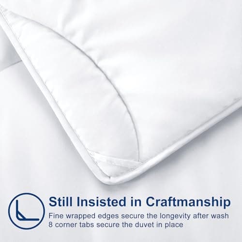 MEELUS Lightweight Comforter Cooling White, All Season Duvet Insert Breathable Twin Size Summer Bedding, Soft Microfiber Cool Down Alternative Quilt with Corner Tabs, 64x88 inch 5