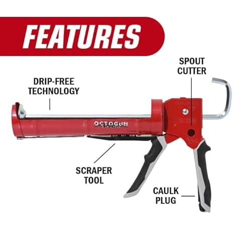 Newborn 930-GTD Drip-Free Smooth Hex Rod Cradle Caulking Gun with Gator Trigger Comfort Grip, 1/10 Gallon Cartridge, 10:1 Thrust Ratio 5