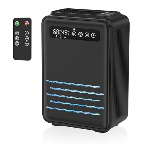 Updated Dehumidifier (Remote control) for Bedroom, 95 OZ Water Tank, 800 sq.ft Quiet Small Dehumidifiers for Basement Home Bathroom with Auto Shut Off, 7 Colors LED Light, Black