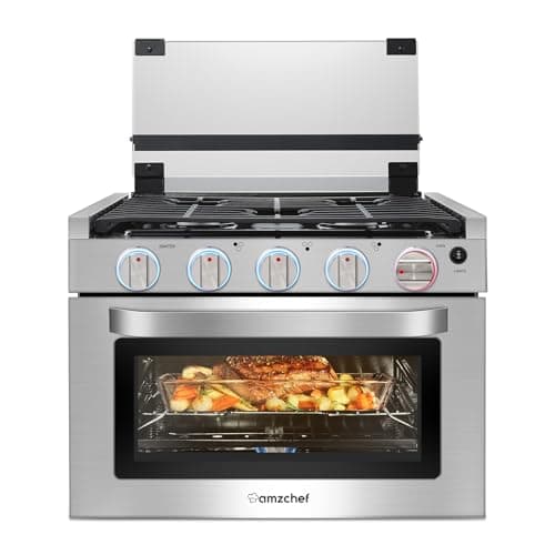 AMZCHEF 17 Inch 3-Burner RV Gas Range with 1.24 Cu.Ft Oven, High Output Propane Stove for Mobile Home, Camper, Apartment, Stainless Steel