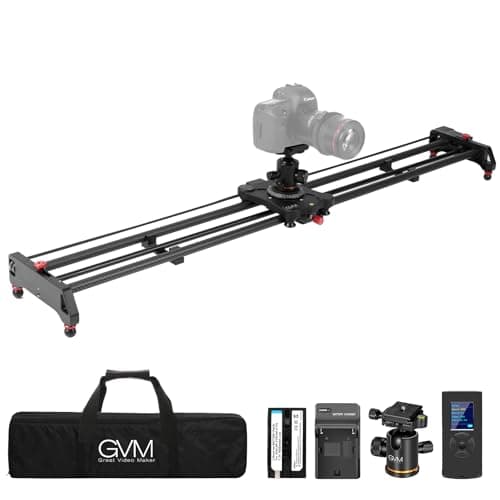 GVM 48"/120CM Carbon Fiber Motorized Camera Slider, Professional Camera Slider with Remote Control, Support Video Mode, Time Lapse Photography, Horizontal, Tracking and 120° Panoramic Shooting