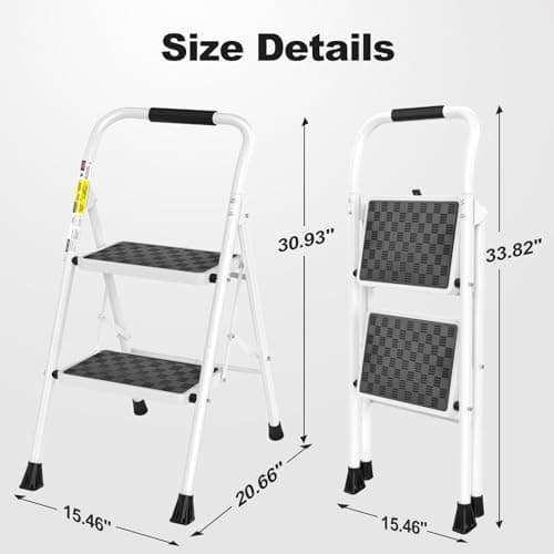 HBTower 2 Step Ladder,2 Step Stool for Adults Folding Step Stool with Cushioned Handle with Wide Anti-Slip Pedal Ergonomic Design 7