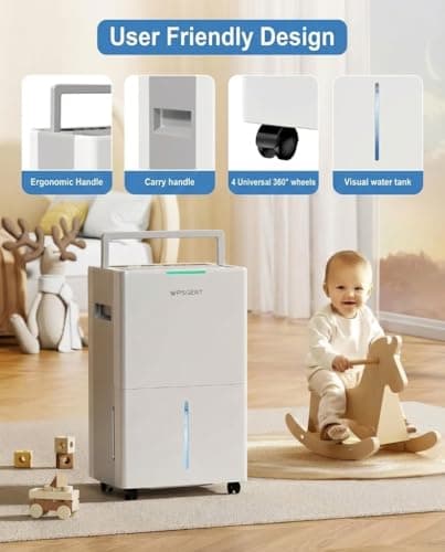 WPSOERT 4000 sq.ft Dehumidifier for Basement with Drain Hose, 45 Pint Dehumidifiers for Home, Smart Compressor Dehumidifies for Large Room, Bedroom, 3 Modes, Intelligent Humidity Control, Auto Defrost 8