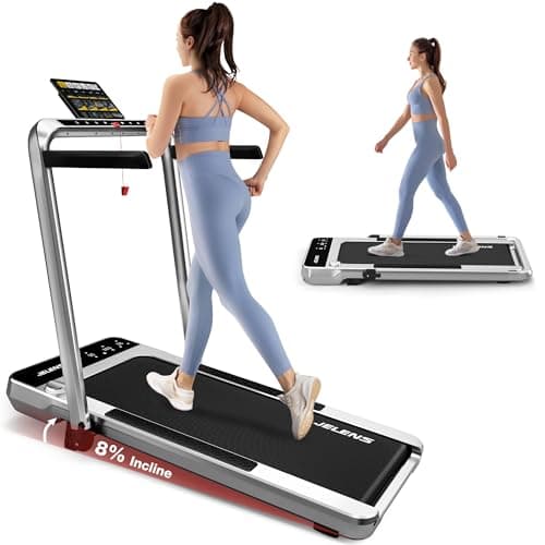 Treadmill for Home, Walking Pad Treadmill with Incline, 2-in-1 Portable Walking Pad with Handle Bar, 330LBS Weight Capacity 2.5HP Folding Treadmills with Gesture Sensing (Silver)