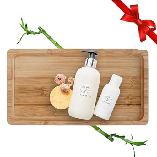 YELLOW LOTUS Bamboo Vanity Tray, 12 inch, Brown, Wooden, Slip Resistant, Perfume, Makeup, Jewelry Organizer, Decorative Toilet Tank Tray 9