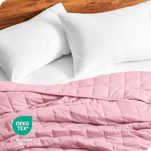 Bare Home Weighted Blanket Twin or Full Size 10lb (40" x 60") - All-Natural 100% Cotton - Premium Heavy Blanket Nontoxic Glass Beads (Light Pink, 40"x60") 7
