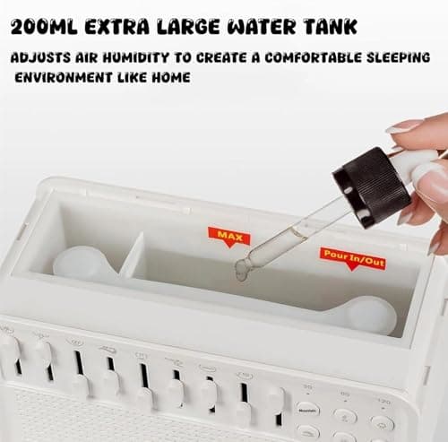 Noise Humidifier, LED Sleep Sound Box, 3 in 1 White Noise Sound Aroma Humidifier, Speaker with Simulation Flame, Color-Changing Night Light ＆ 8 White Noise for Home, Office 5