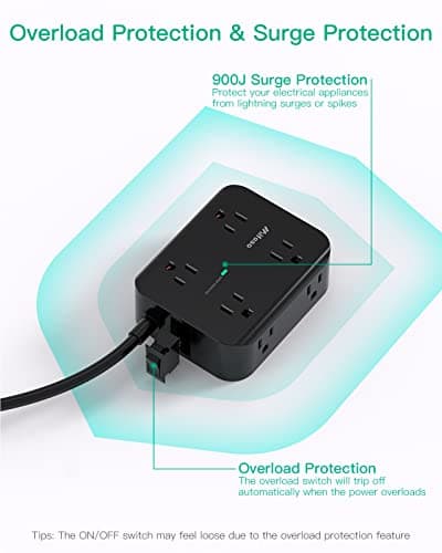 Power Strip Surge Protector - Flat Plug, Wall Mount, 8 Wide Outlets with 4 USB Ports (2 USB C), 5FT Heavy Duty Extension Cord with Multiple Outlets, Charging Station Overload Protection for Home Dorm 6