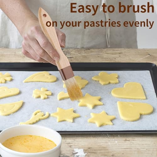 3 Pcs Pastry Brush, Natural Bristle Basting Brush, Cooking Brush, Food Brush, Butter Brush, Baster Brush, BBQ Brushes for Sauce, Kitchen Baking Brushes for Oil, Grilling, Marinade 7