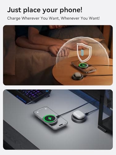 THREEKEY 2 Pack 15W Qi2 Certified Magnetic Wireless Charger 6.6ft Cable, Fast Charging Pad for iPhone 17-12&Airpods Series(20W Adapter Included) 7