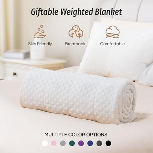 Wemore Minky Dot Weighted Blanket for Adults Queen Size 15 lbs, Soft Heavy Blanket for Stress Relief and Sleep Promotion, Breathable Blanket for All-Season with Glass Beads, White 60 x 80 inches 9